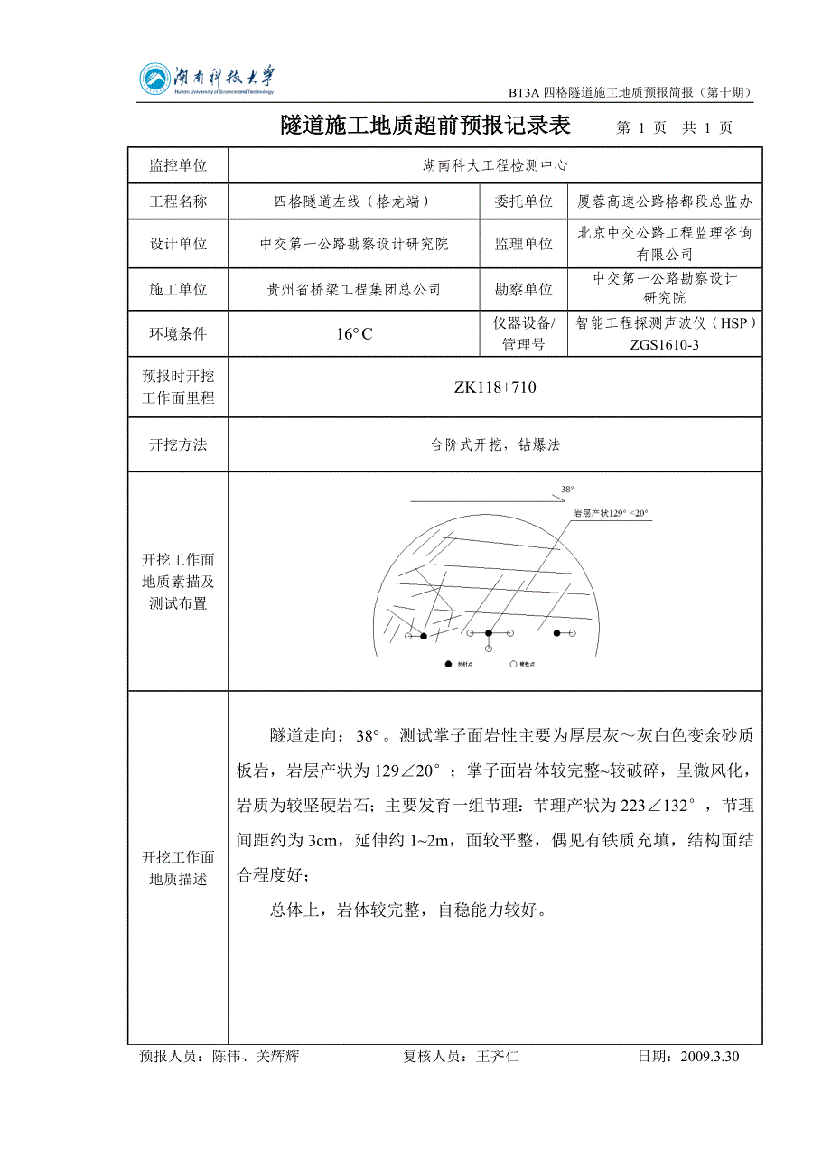 BT3A四格隧道施工地质预报简报(第十期)_第1页