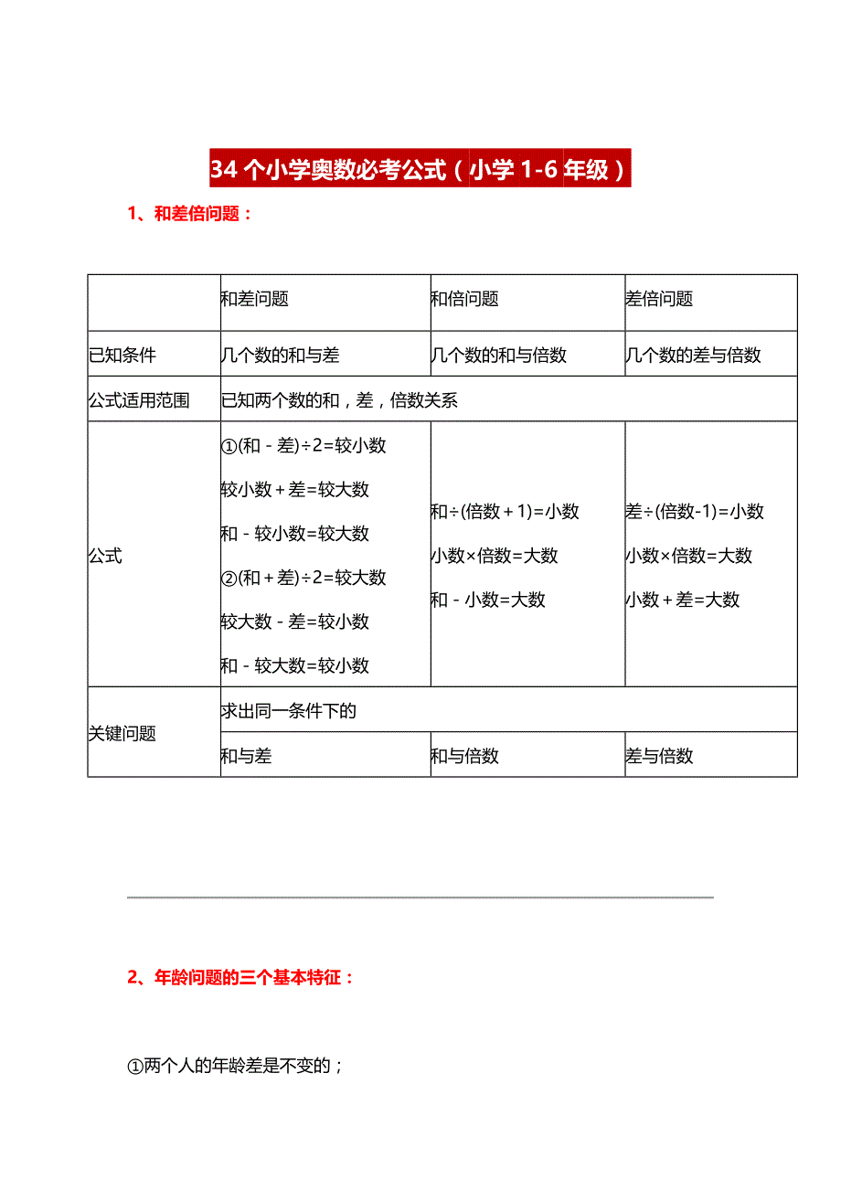 34个小学奥数必考公式(小学1 6年级奥数知识点)_第1页