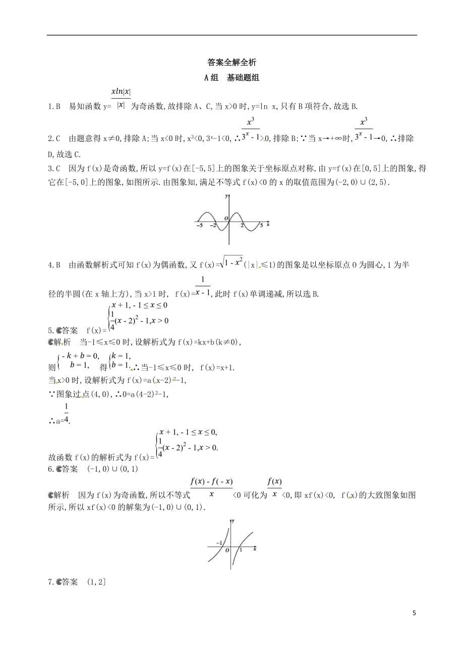 2018届高三数学一轮复习 第二章 函数 第七节 函数的图象夯基提能作业本 文_第5页