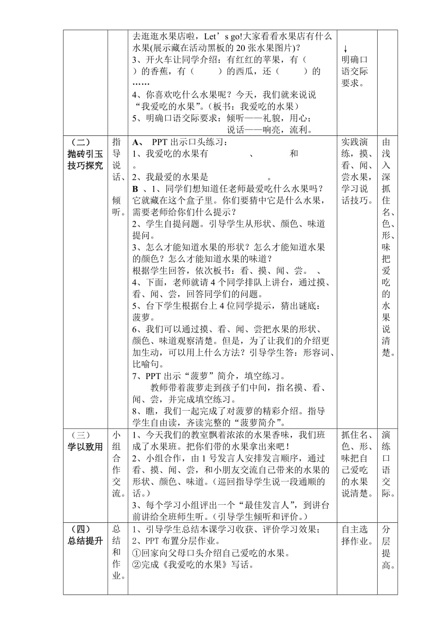 《我爱吃的水果》口语交际教学案_第2页