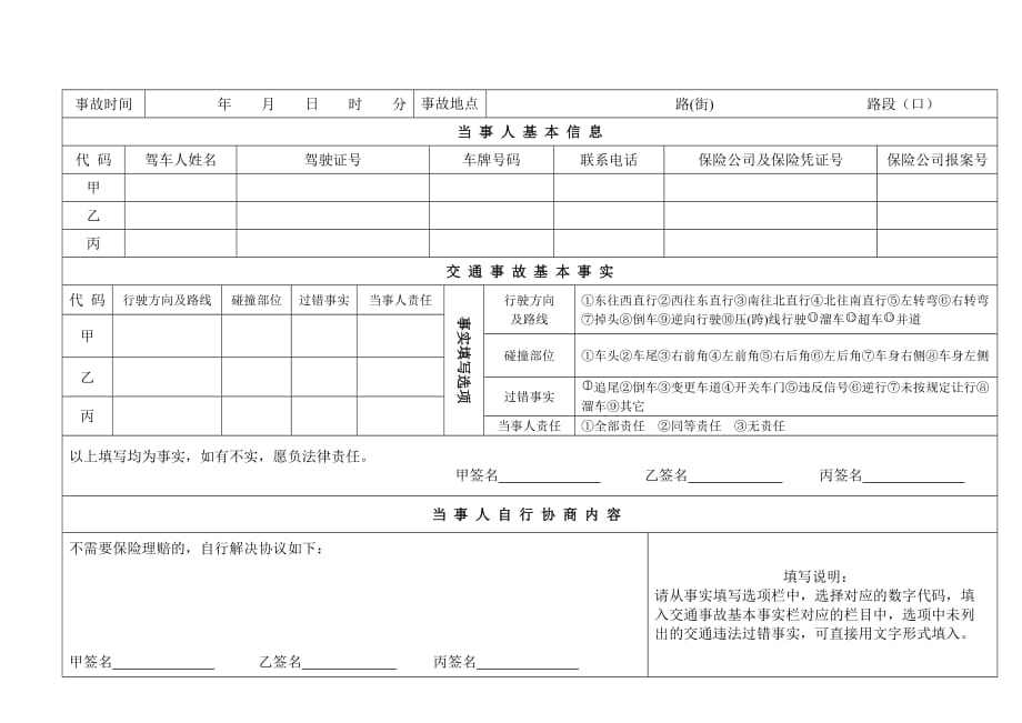 机动车轻微交通事故当事人自行协商处理协议书_第1页