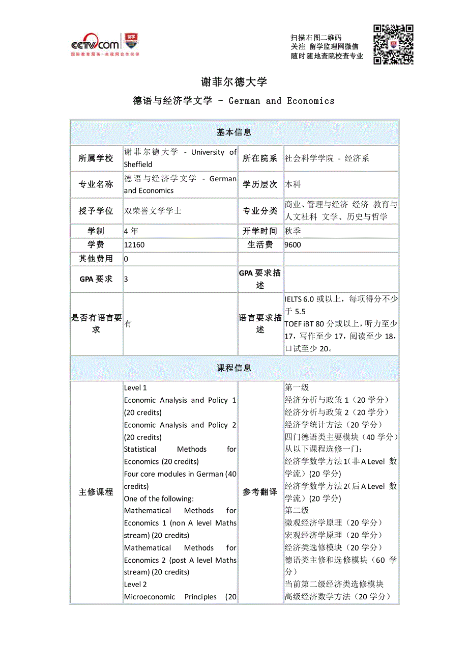 本科谢菲尔德大学德语与经济学文学本科申请条件_第1页