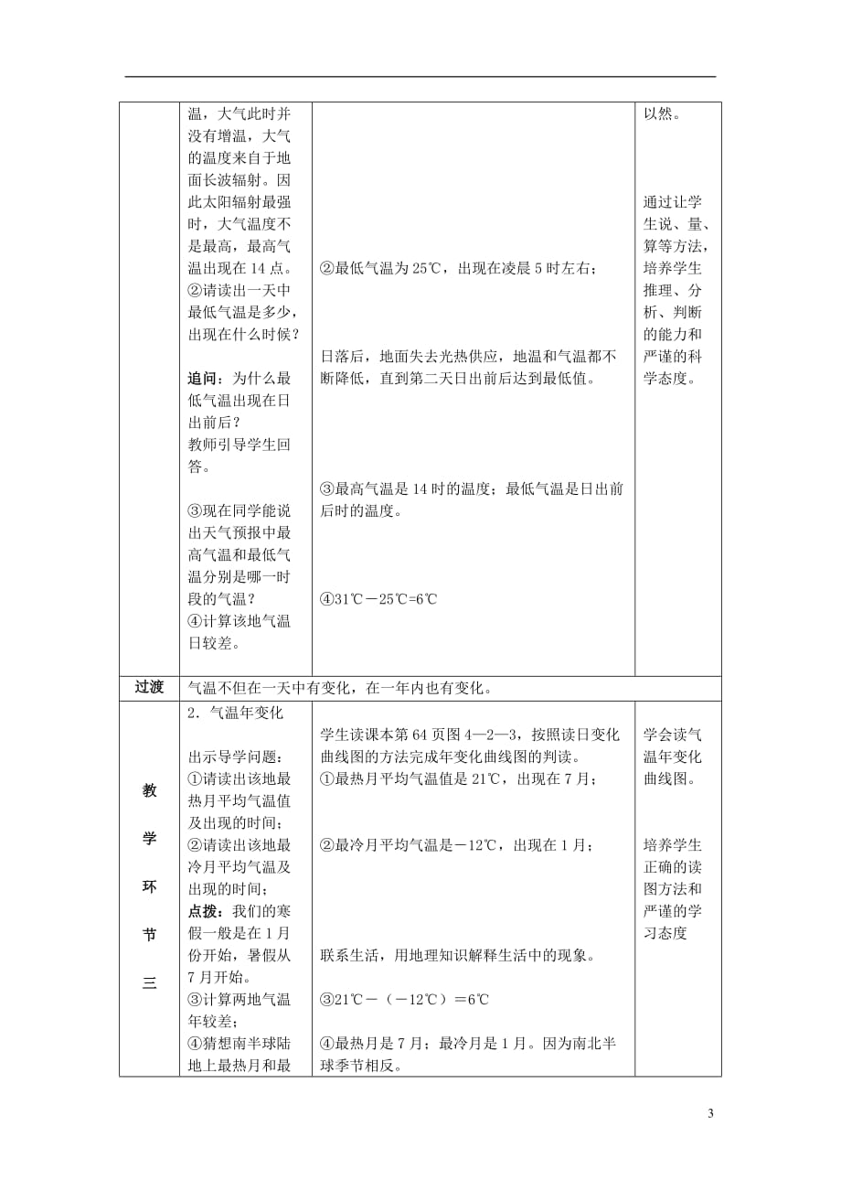 七年级地理上册第四章第二节《气温的变化与差异》(第1课时)教案商务星球版教案_第3页