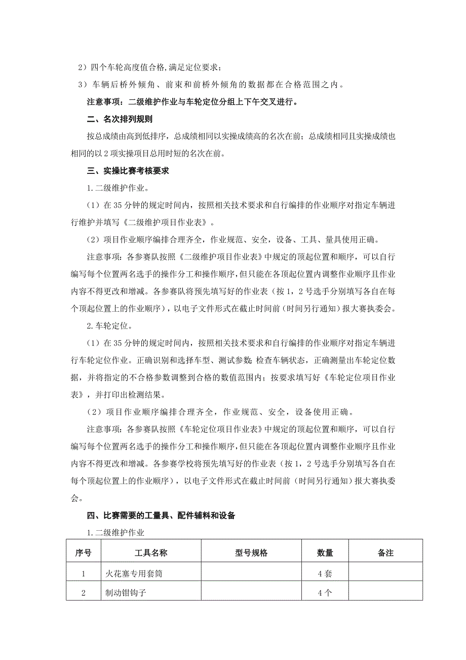 汽车维修技能竞赛方案_第4页