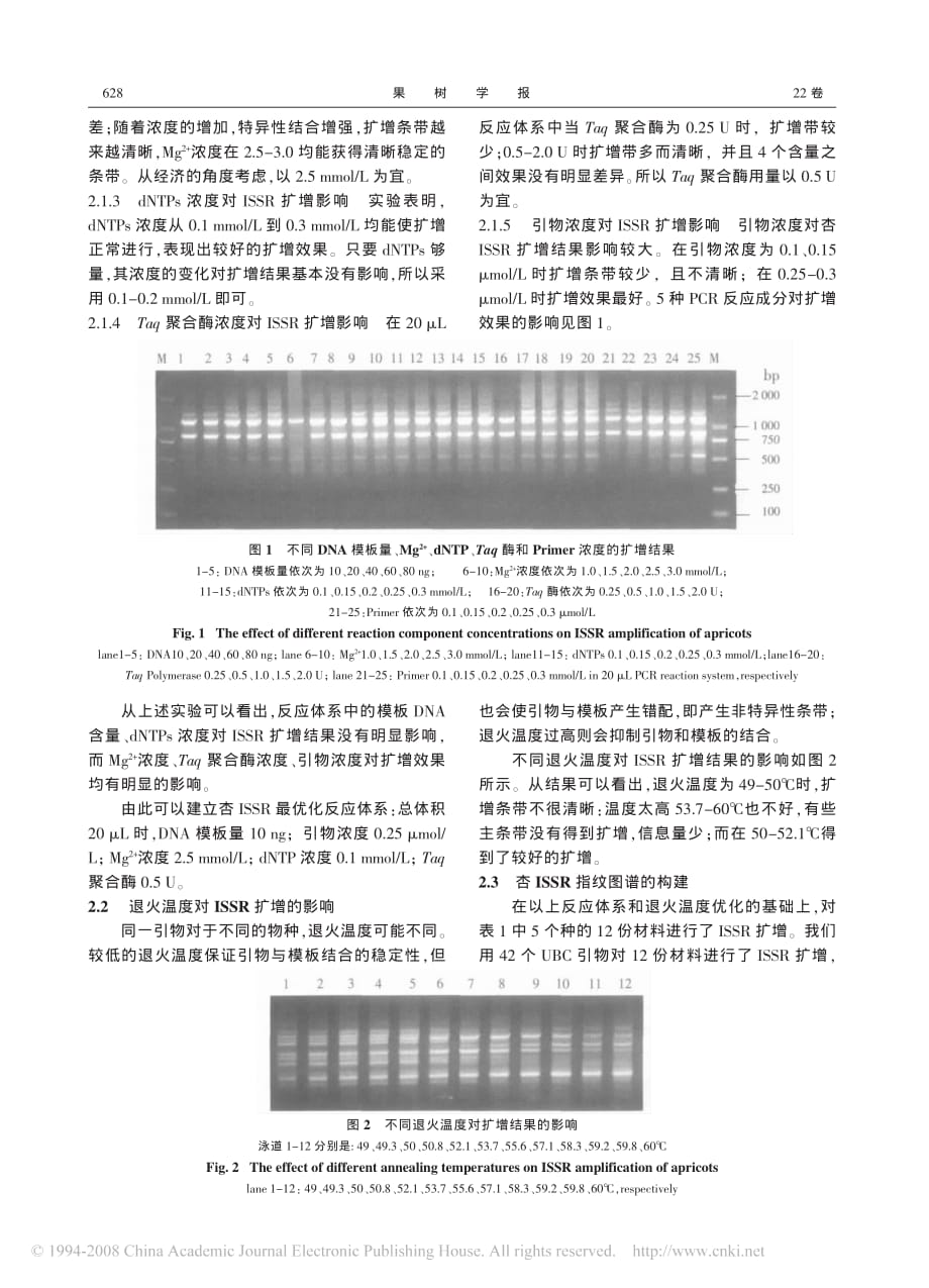 杏issr反应体系的优化和指纹图谱的构建_第3页