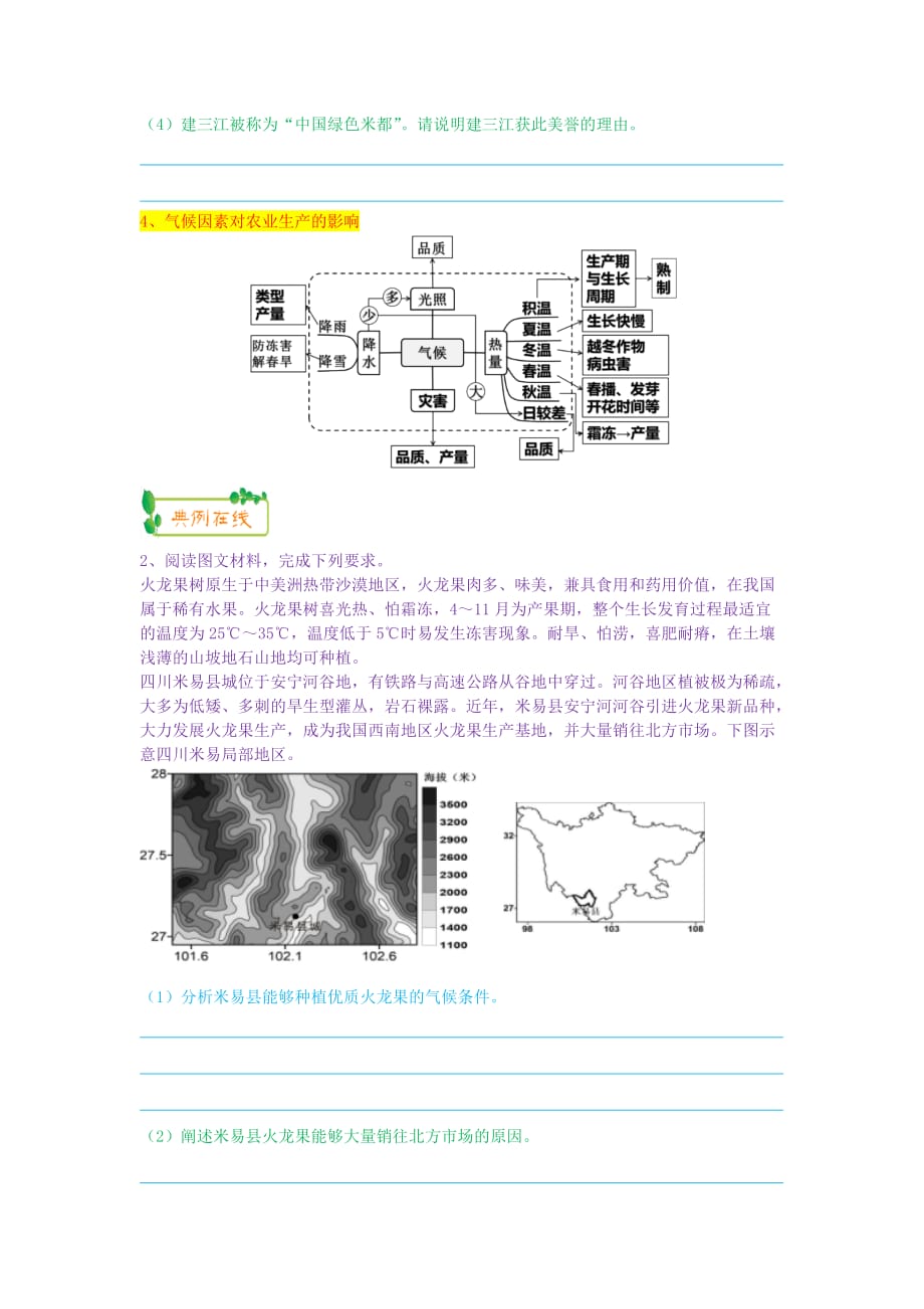 2019高考地理第一轮复习专题7微专题二十四农业区位条件及其影响思维导图学案_第3页