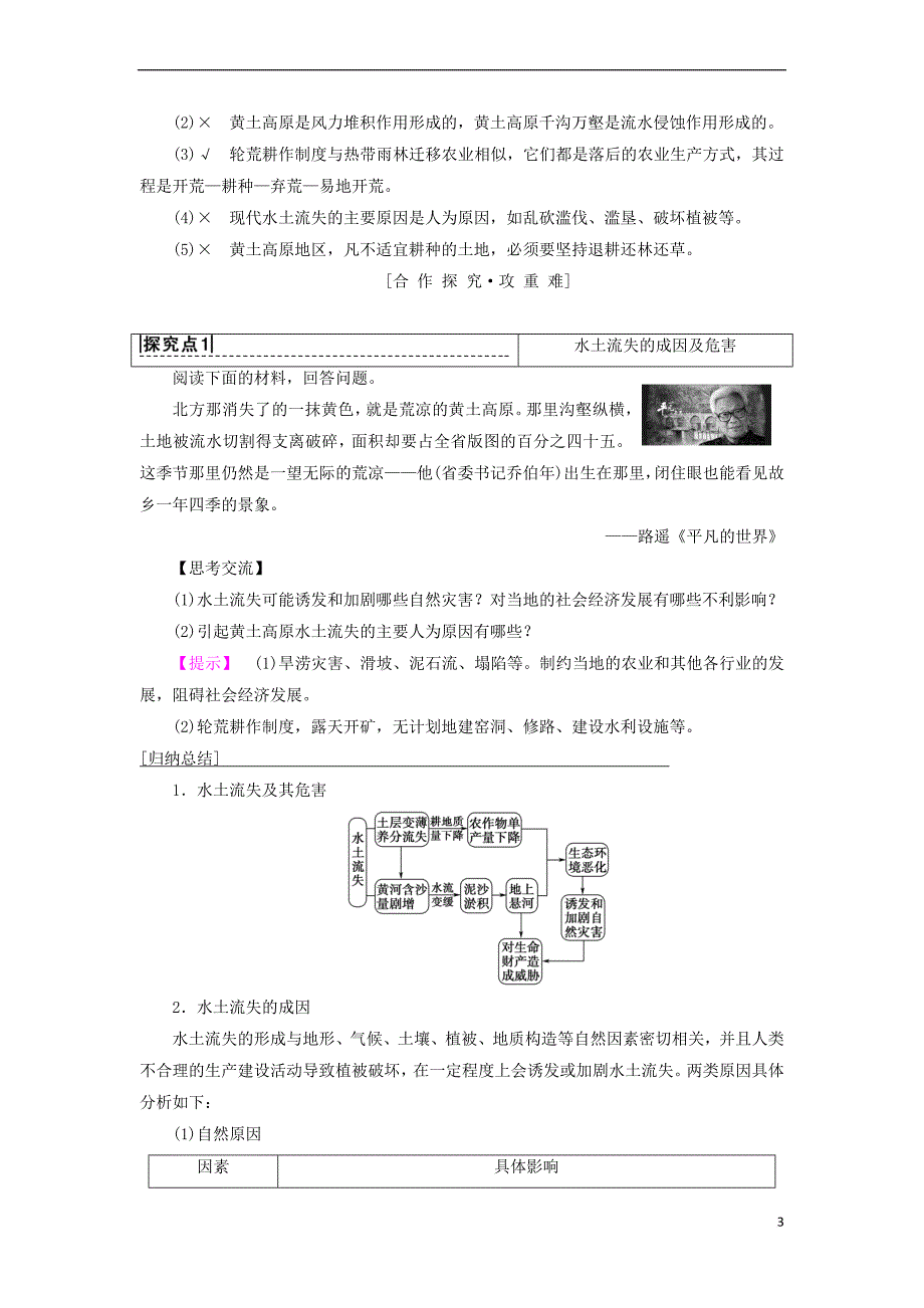 2018-2019学年高中地理 第三单元 区域资源、环境与可持续发展 第1节 区域水土流失及其治理——以黄土高原为例学案 鲁教版必修3_第3页