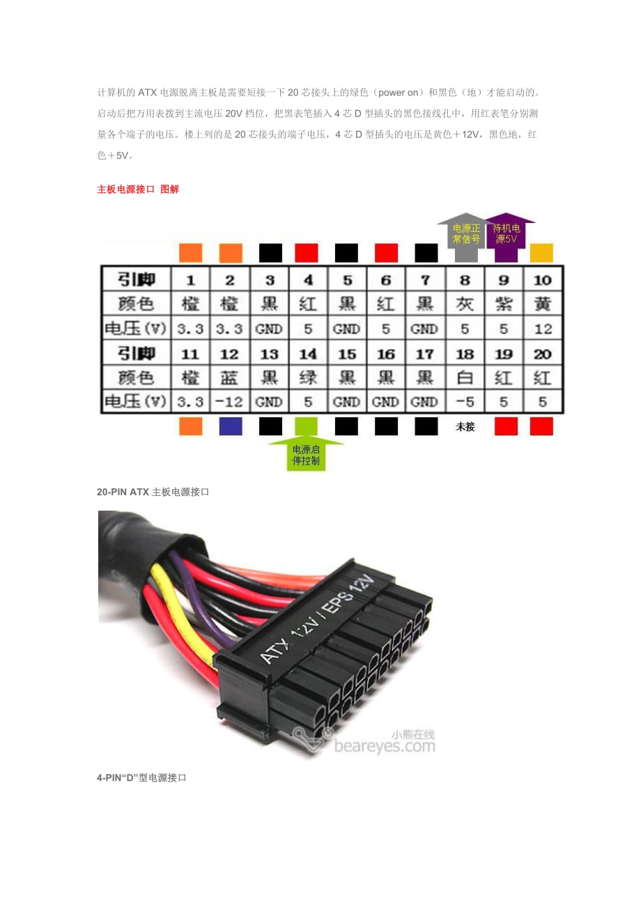 ATX电源输出电压对照表_第1页