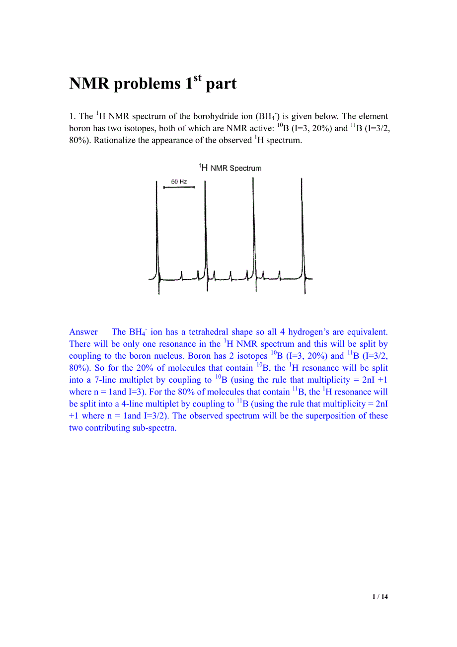 核磁共振核磁共振部分习题及答案_1_第1页