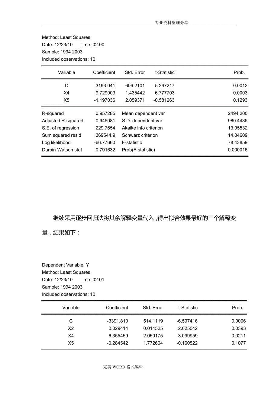 计量经济学论文[eviews分析]计量经济作业_第5页