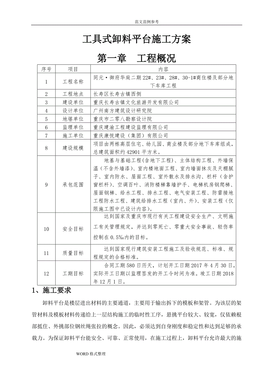 工具式卸料平台工程施工设计方案_第1页