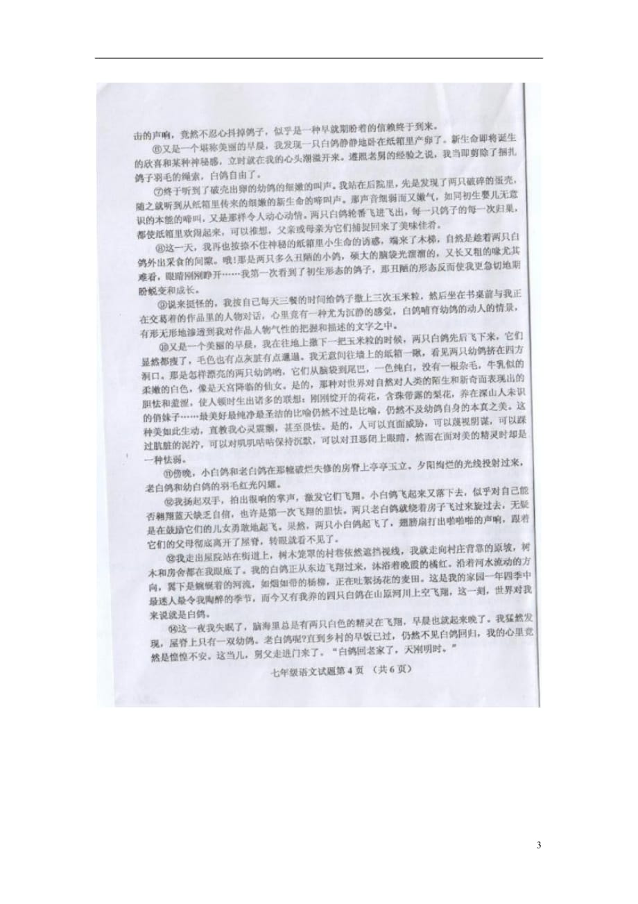 山东省胶州市2014-2015学年七年级语文下学期期末考试试题_第3页