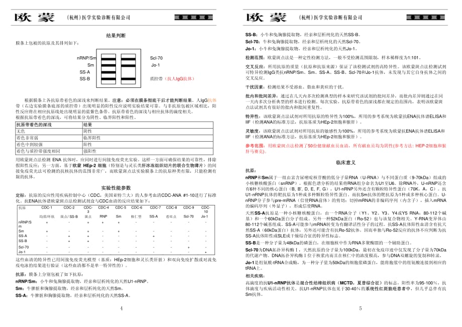 ENA,ANA组合IgG欧盟斑点法检测试剂盒说明书_第4页