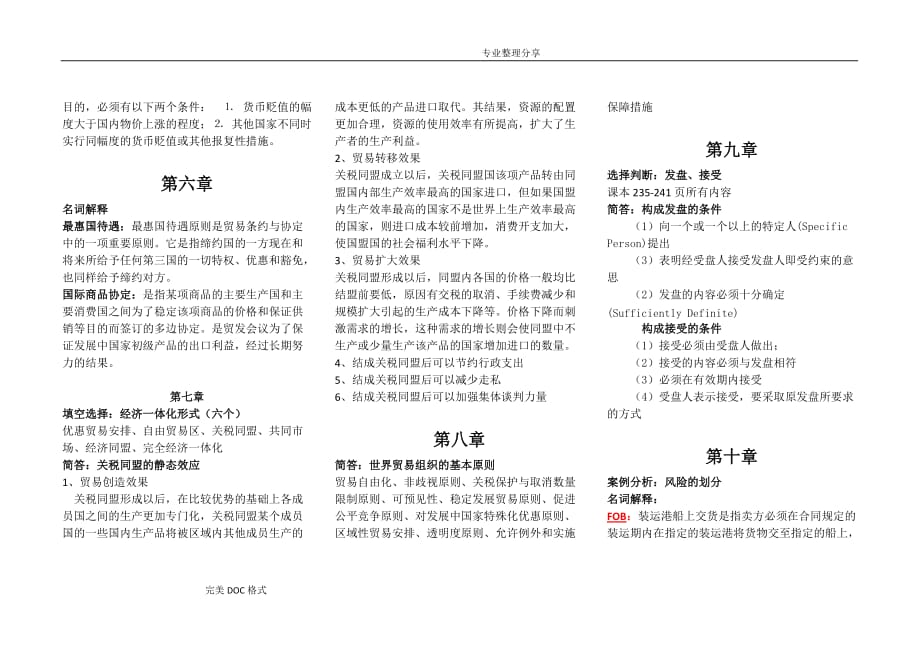 自学考试国际贸易理论及实务重点笔记考试必用_第4页