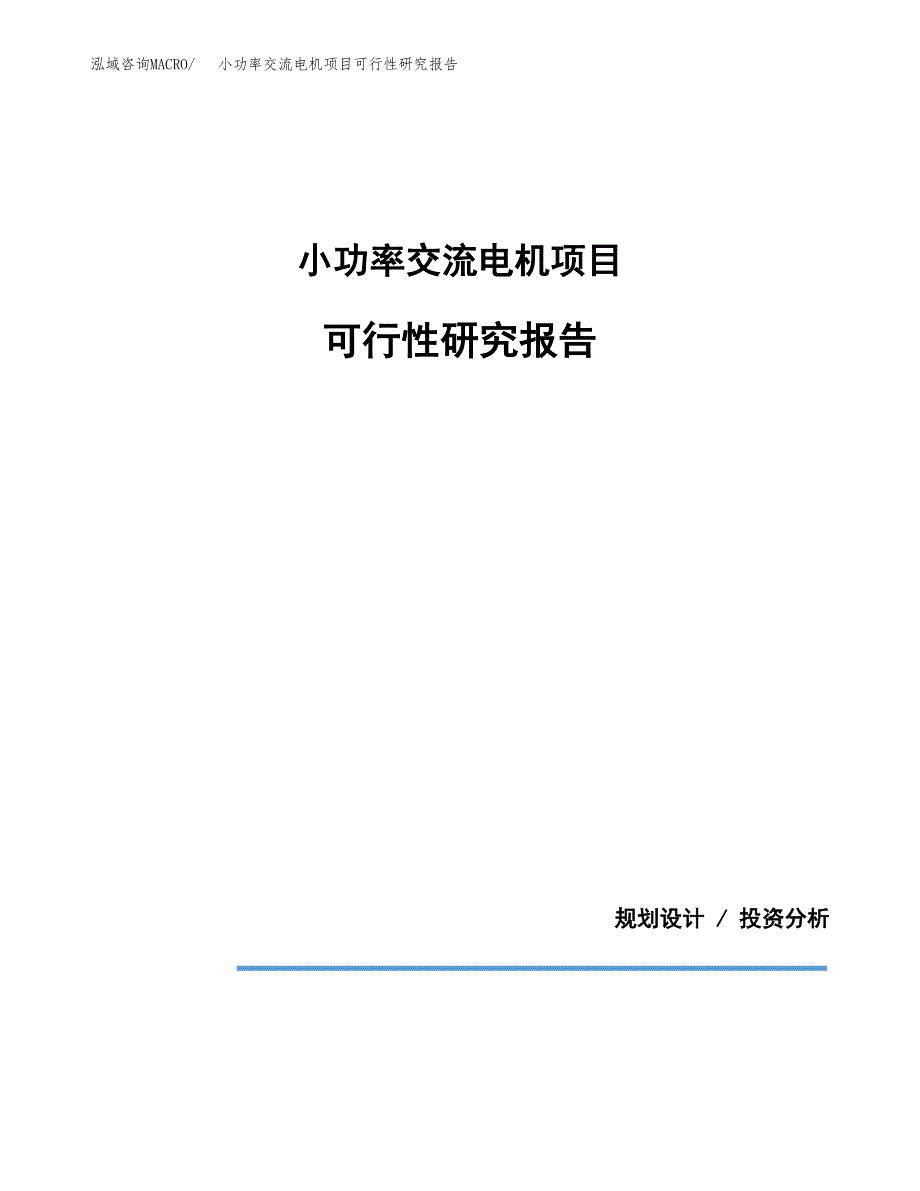 小功率交流电机项目可行性研究报告(样例模板).docx_第1页
