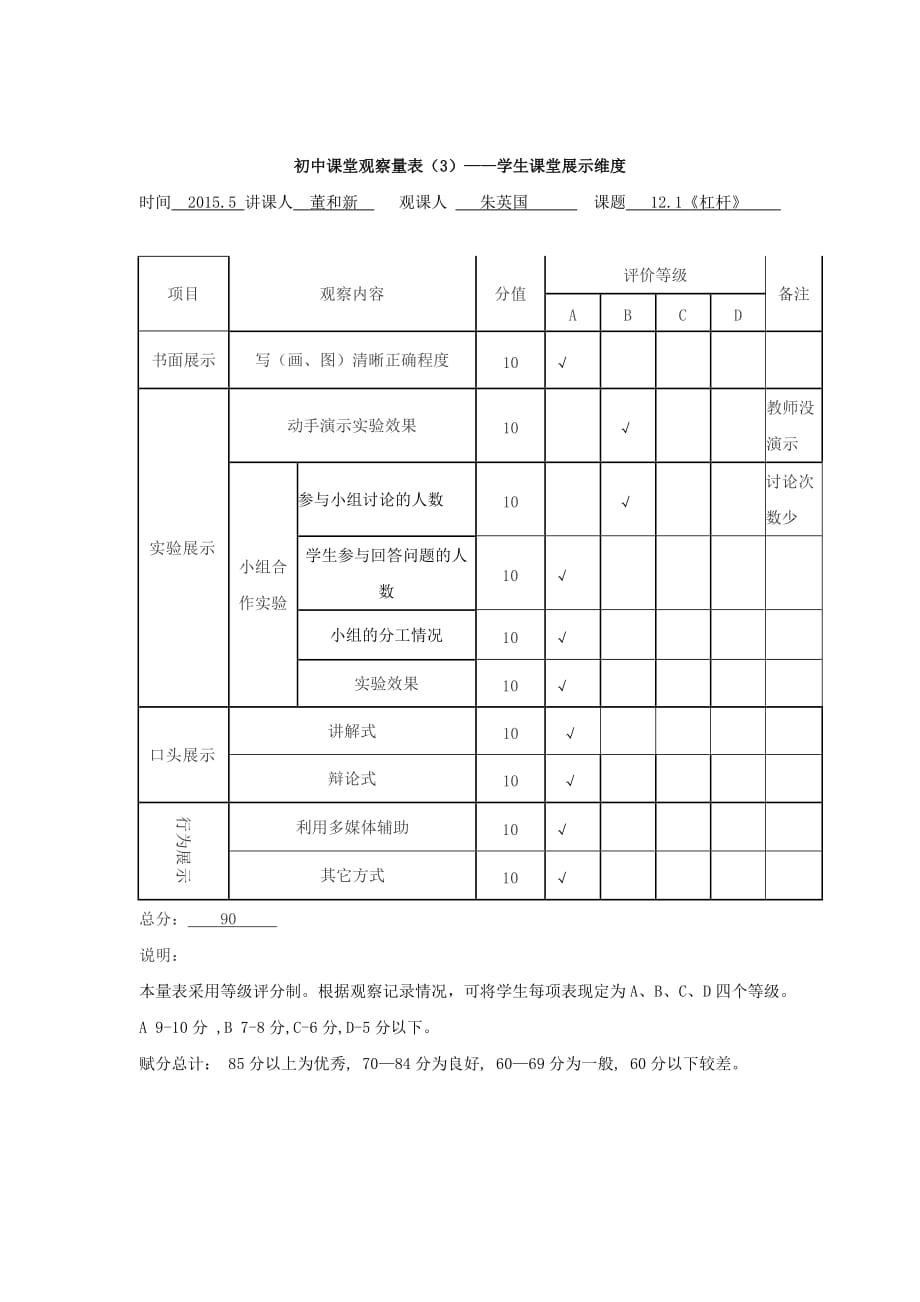 初中物理人教版教材“杠杆”一课的观后记录_第4页