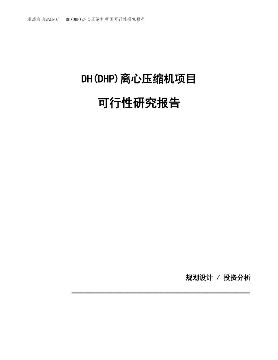 DH(DHP)离心压缩机项目可行性研究报告(样例模板).docx_第1页