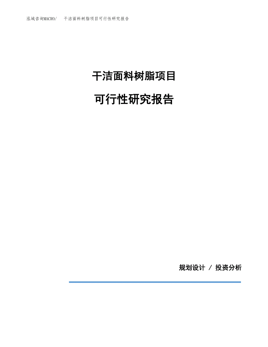 干洁面料树脂项目可行性研究报告(样例模板).docx_第1页