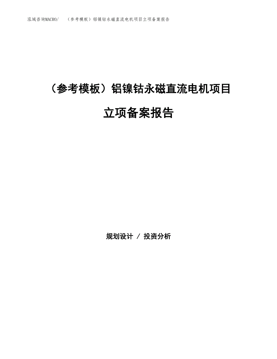 新建（参考模板）铝镍钴永磁直流电机项目立项备案报告.docx_第1页