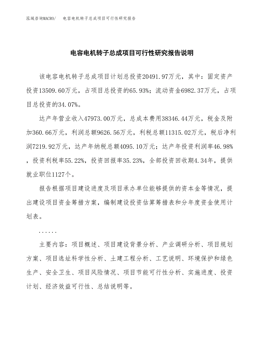 电容电机转子总成项目可行性研究报告(样例模板).docx_第2页