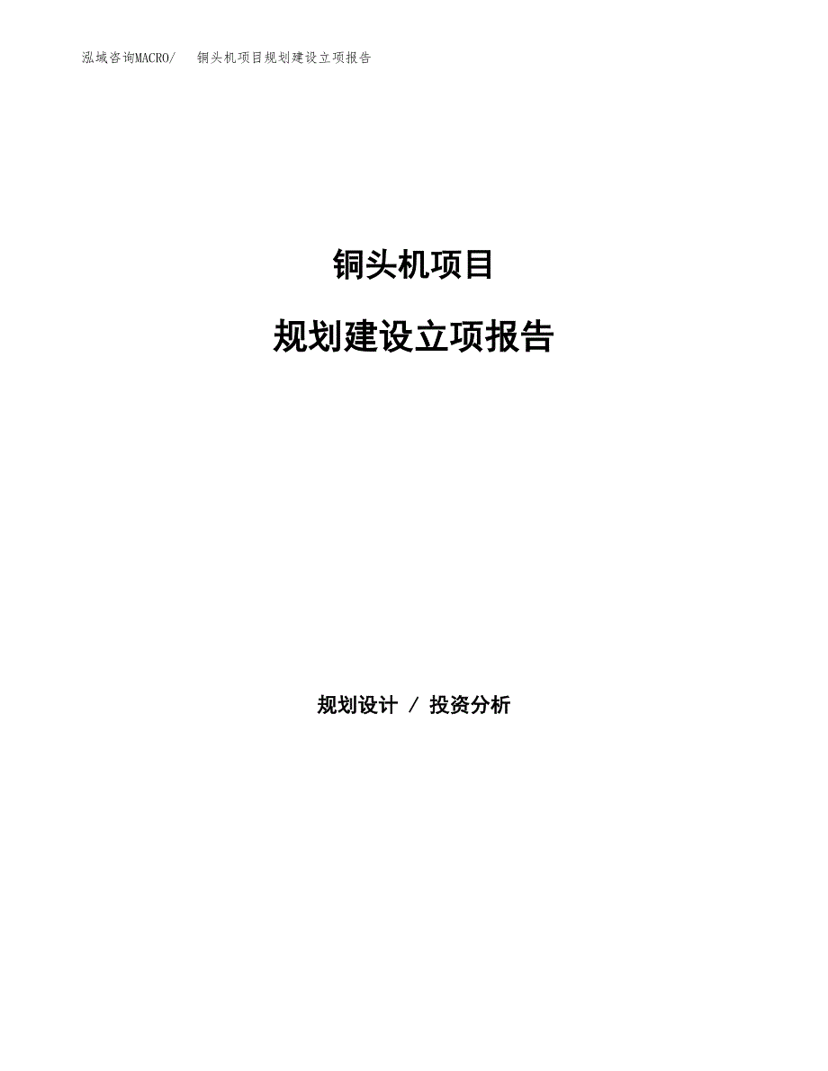 铜头机项目规划建设立项报告_第1页