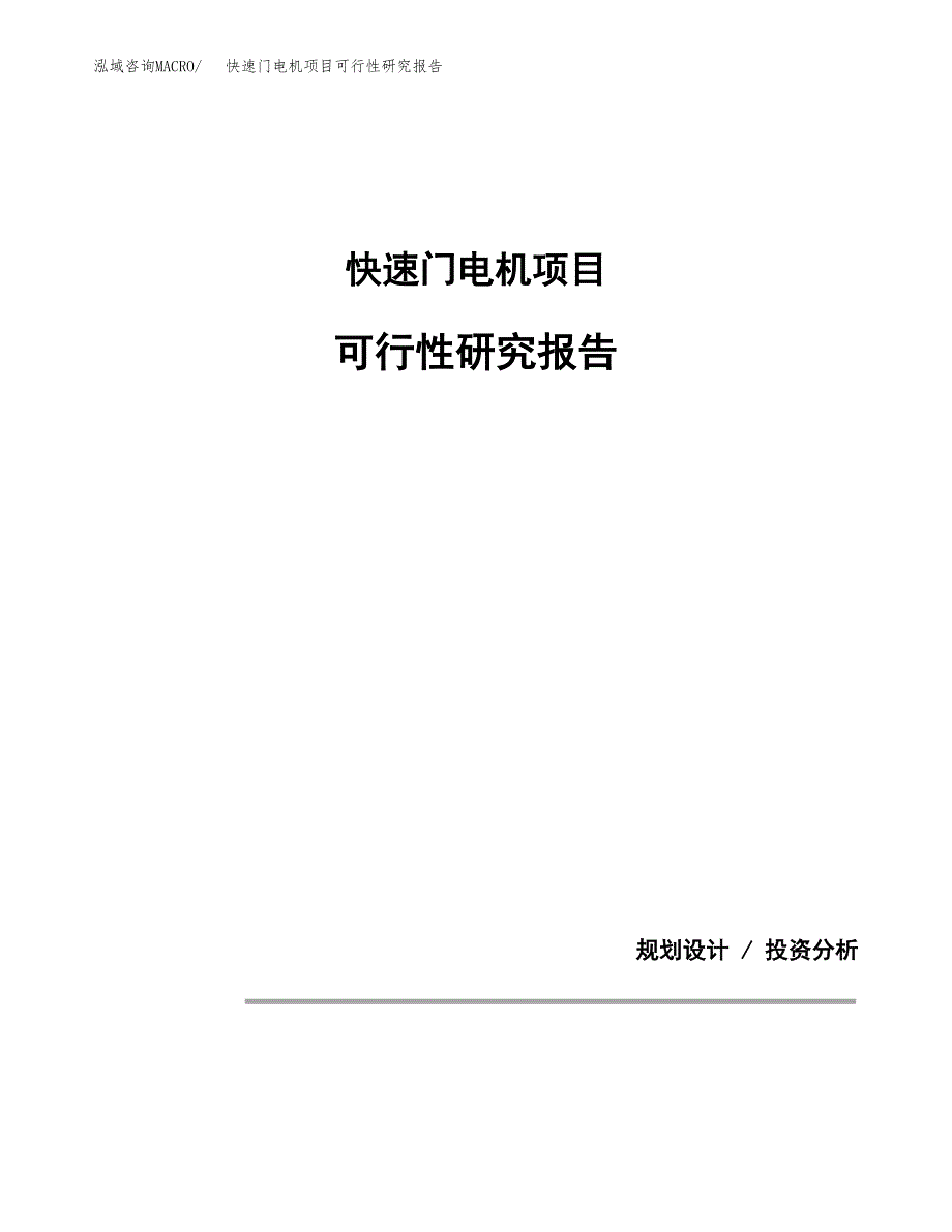 快速门电机项目可行性研究报告(样例模板).docx_第1页