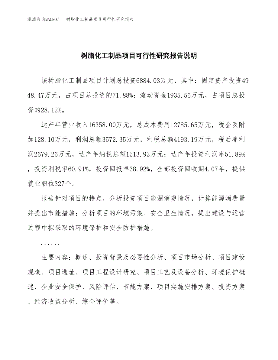 树脂化工制品项目可行性研究报告(样例模板).docx_第2页