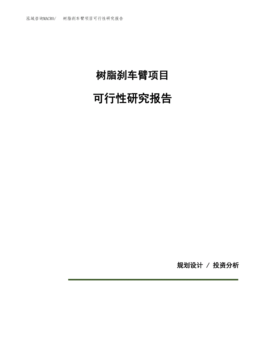 树脂刹车臂项目可行性研究报告(样例模板).docx_第1页