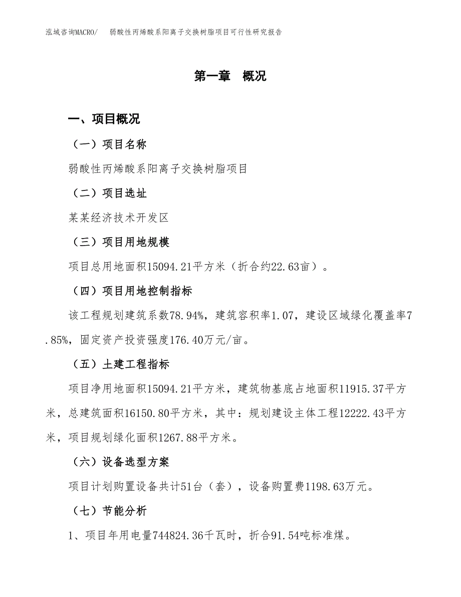 弱酸性丙烯酸系阳离子交换树脂项目可行性研究报告(样例模板).docx_第3页