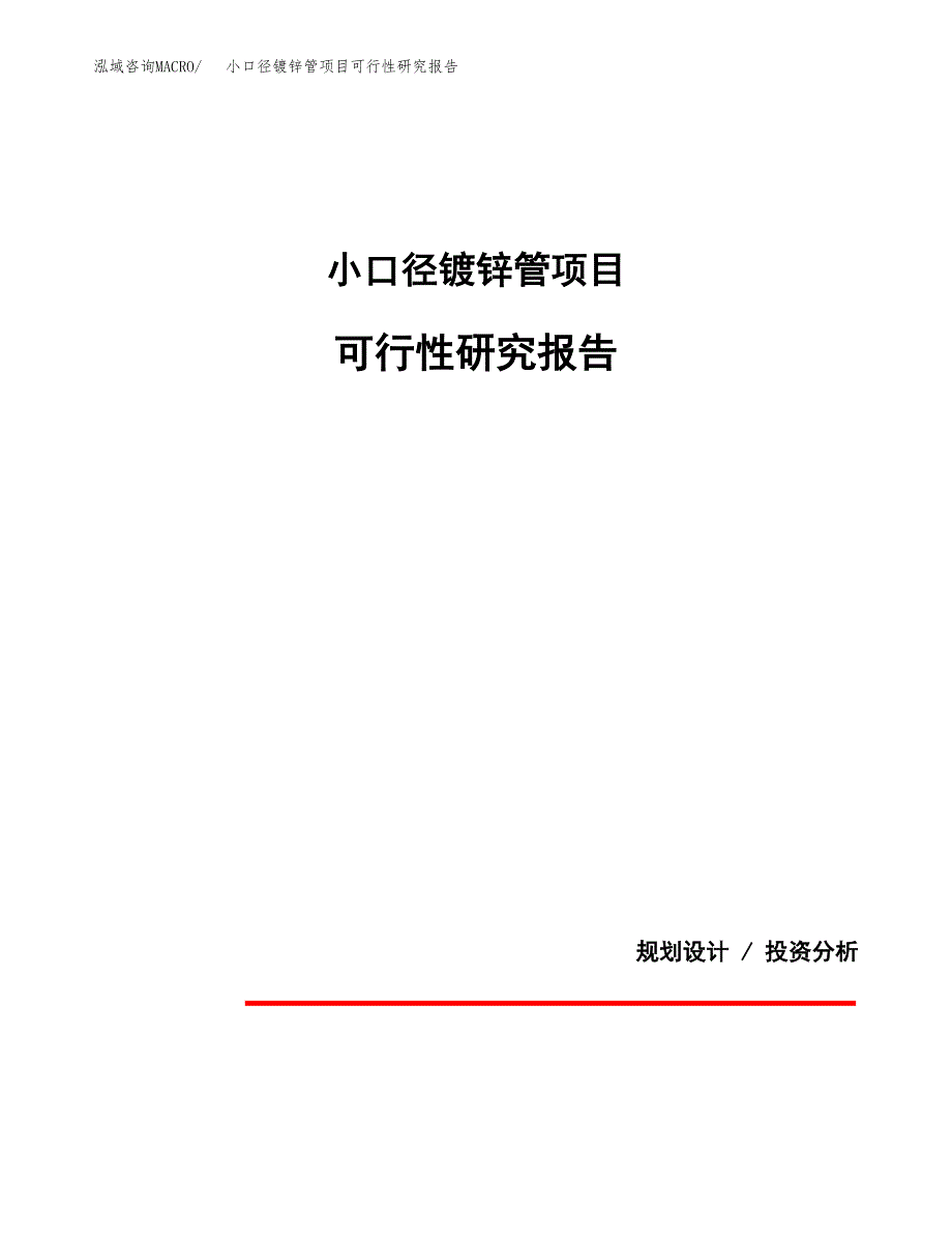 小口径镀锌管项目可行性研究报告(样例模板).docx_第1页