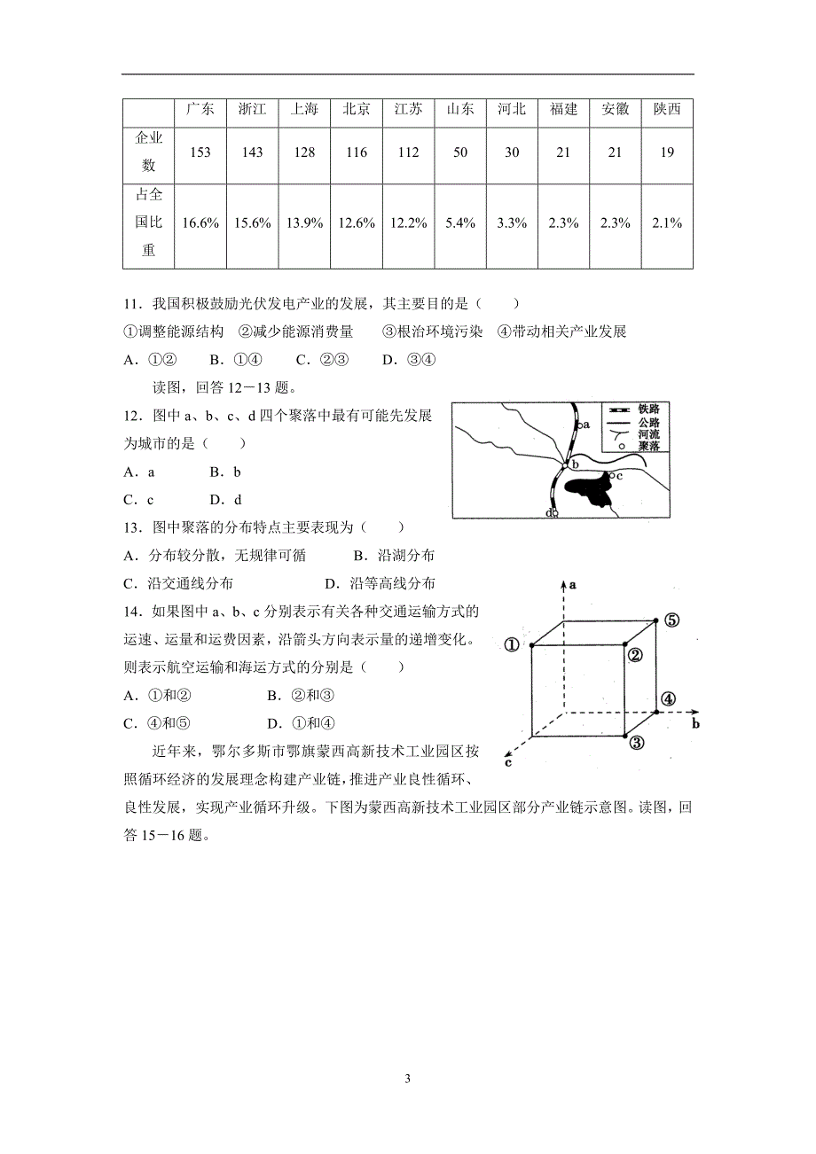 山东省武城县第二中学17—18学学年下学期高一期中考试地理试题（答案）$8538.doc_第3页