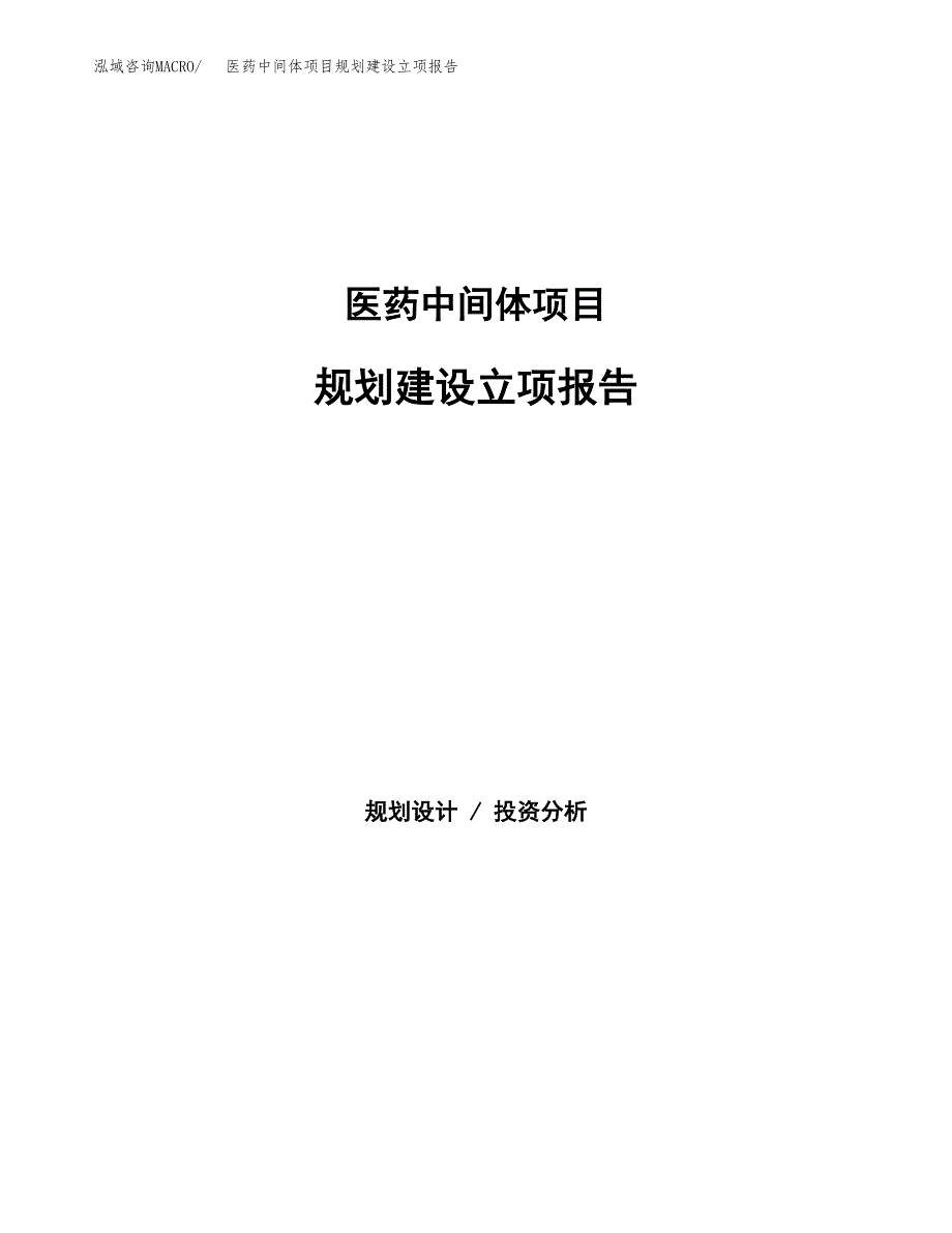 医药中间体项目规划建设立项报告_第1页