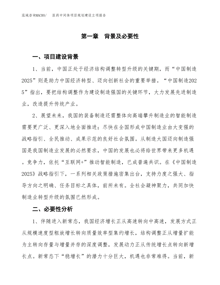 医药中间体项目规划建设立项报告_第2页