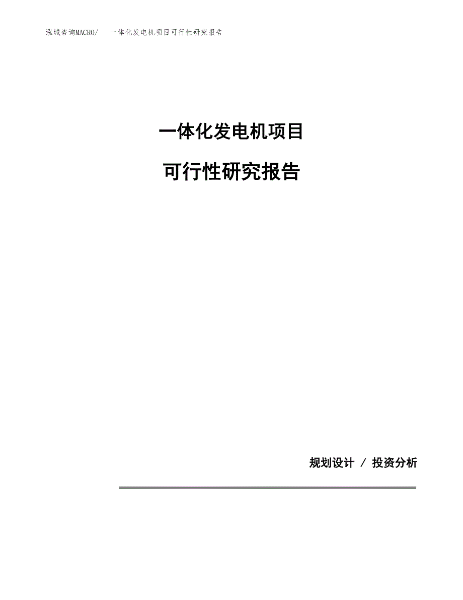 一体化发电机项目可行性研究报告(样例模板).docx_第1页