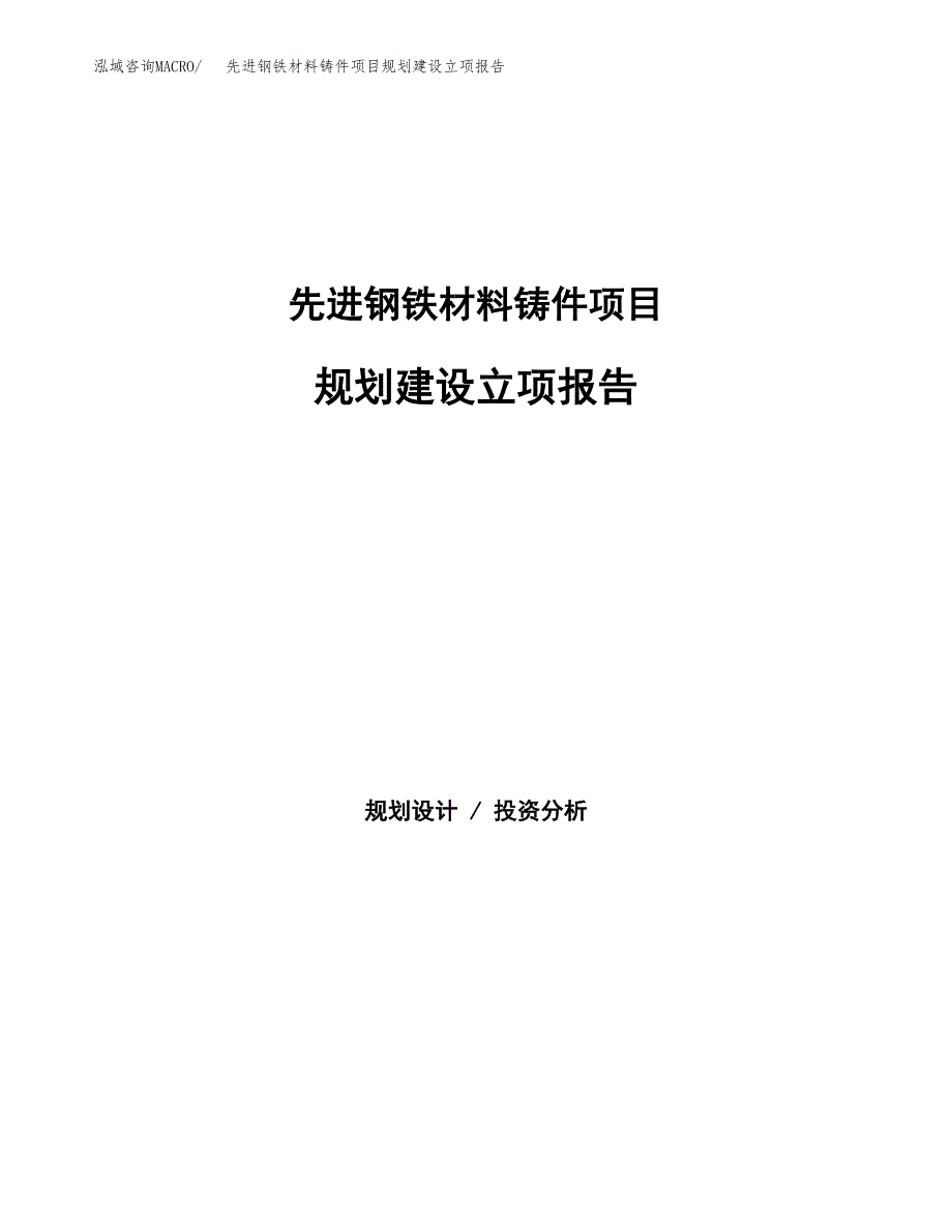 先进钢铁材料铸件项目规划建设立项报告_第1页