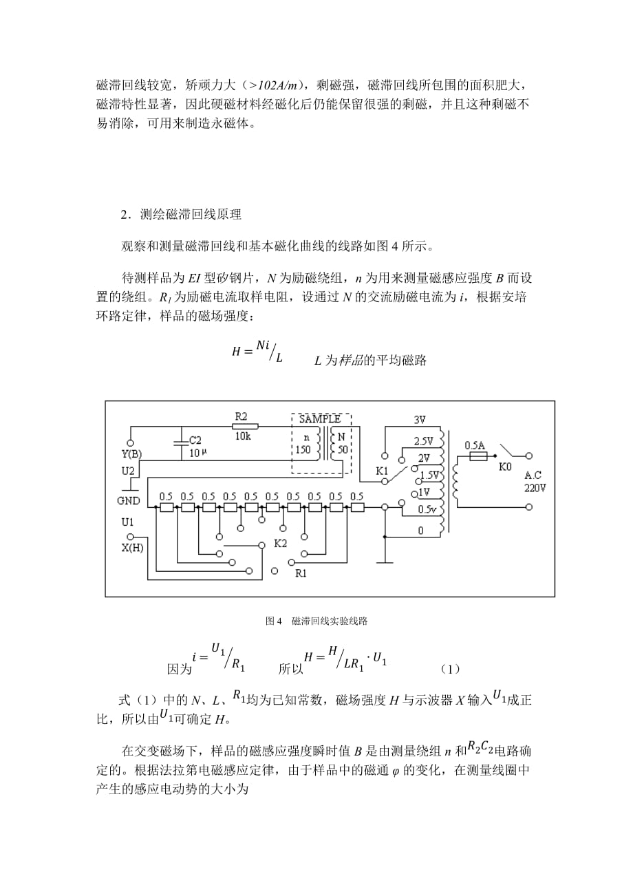 铁磁材料的滞回线和基本磁化曲线实验报告资料_第4页