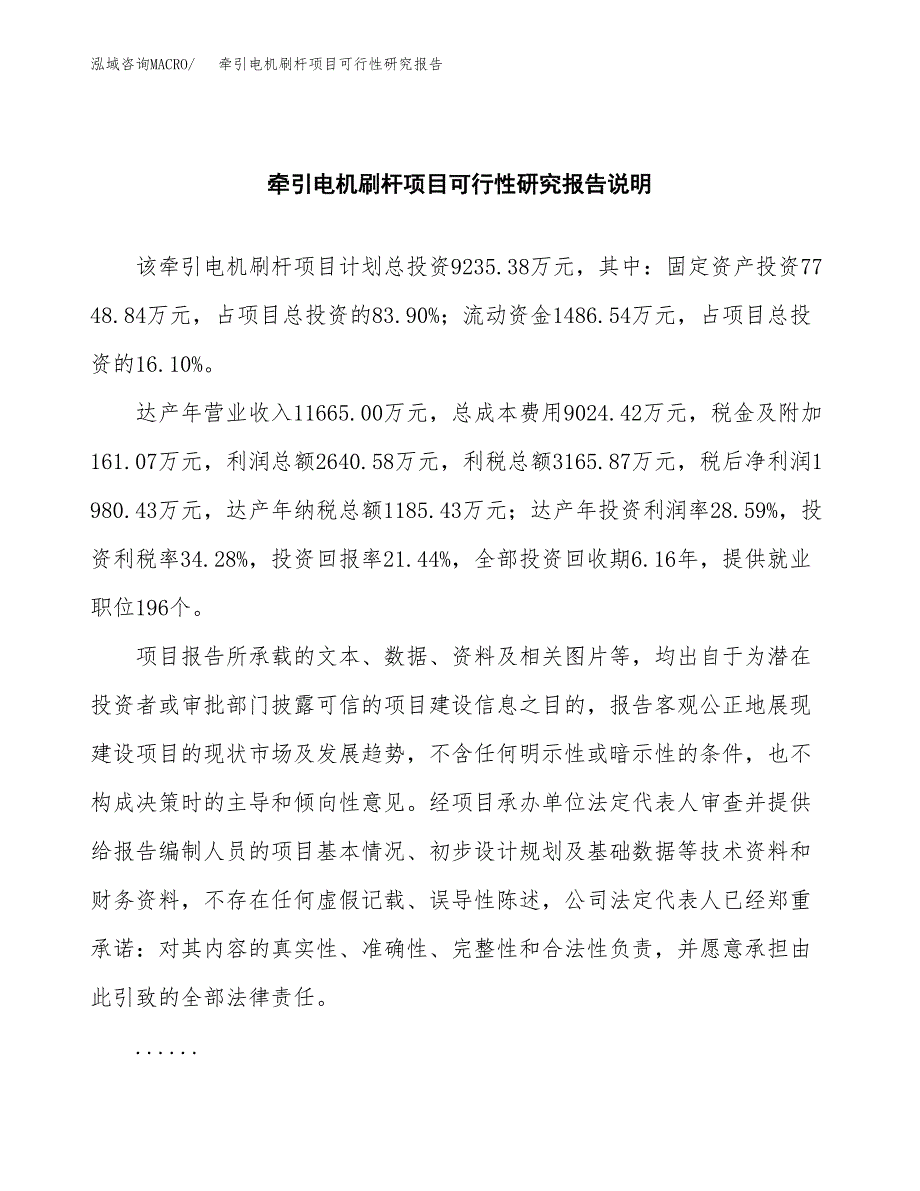 牵引电机刷杆项目可行性研究报告(样例模板).docx_第2页