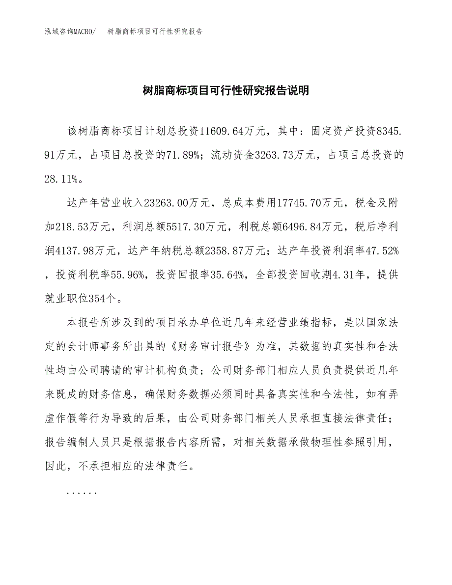 树脂商标项目可行性研究报告(样例模板).docx_第2页