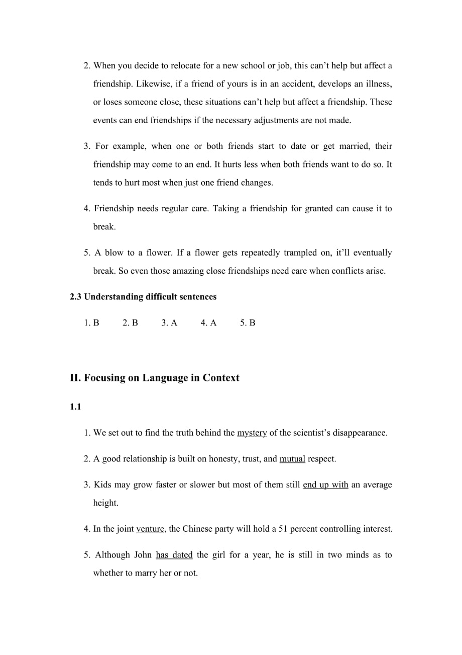 全新版大学进阶英语综合教程第二册答案U3 Key to Exercises_第3页