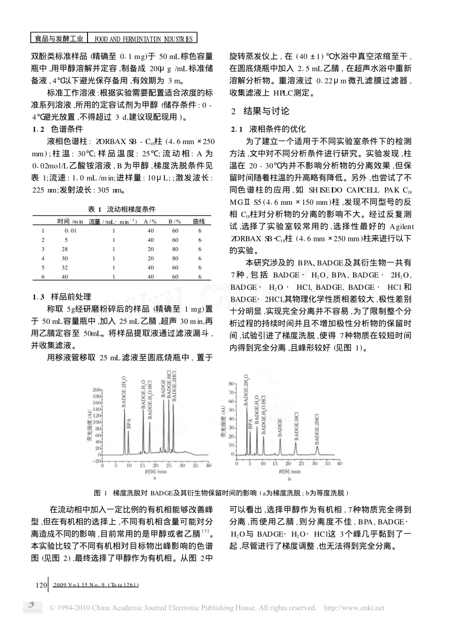 高效液相色谱和荧光检测法测定罐头食品中的双酚A_BADGE及其衍生物_第2页