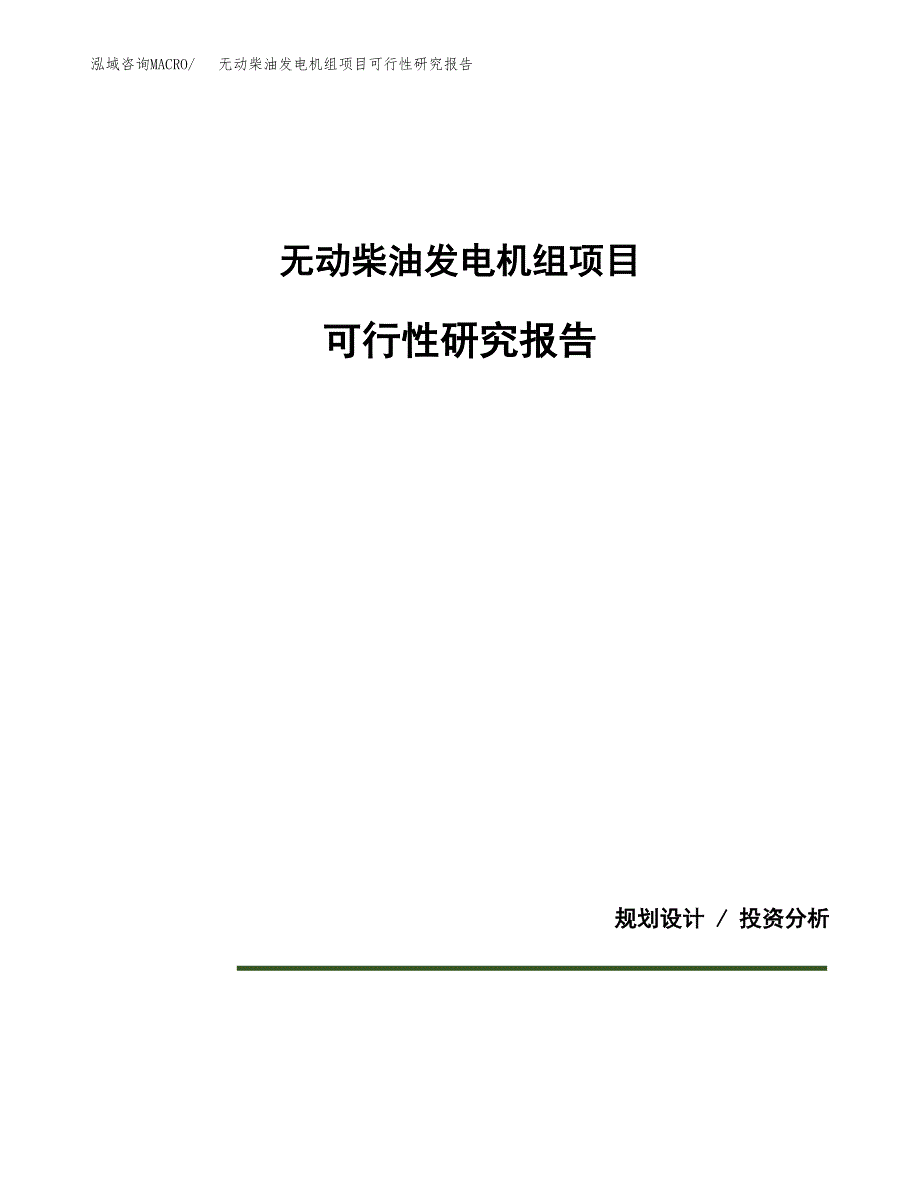 无动柴油发电机组项目可行性研究报告(样例模板).docx_第1页