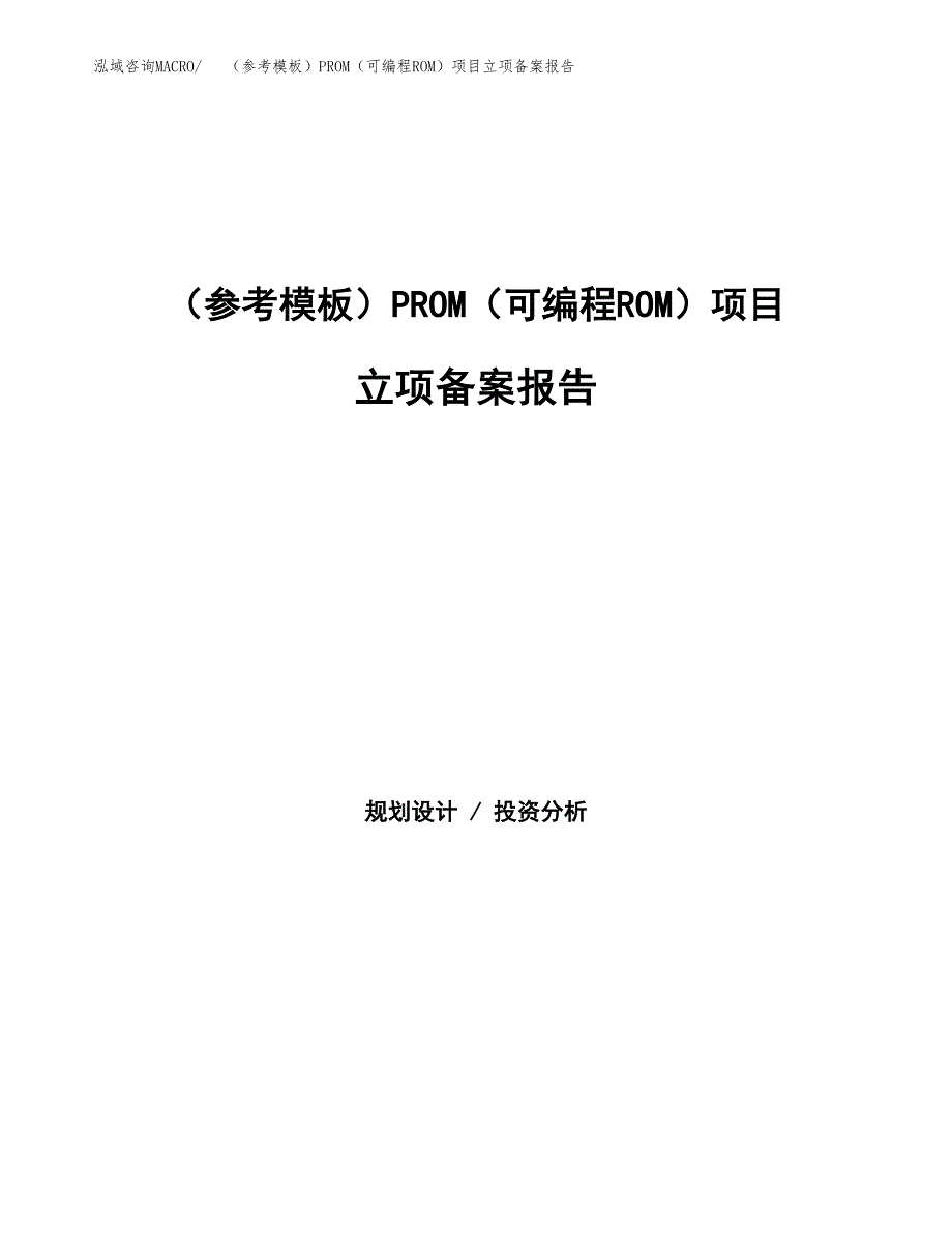 新建（参考模板）PROM（可编程ROM）项目立项备案报告.docx_第1页