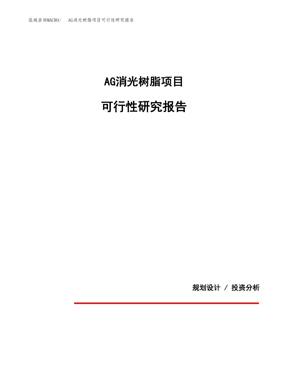 AG消光树脂项目可行性研究报告(样例模板).docx_第1页