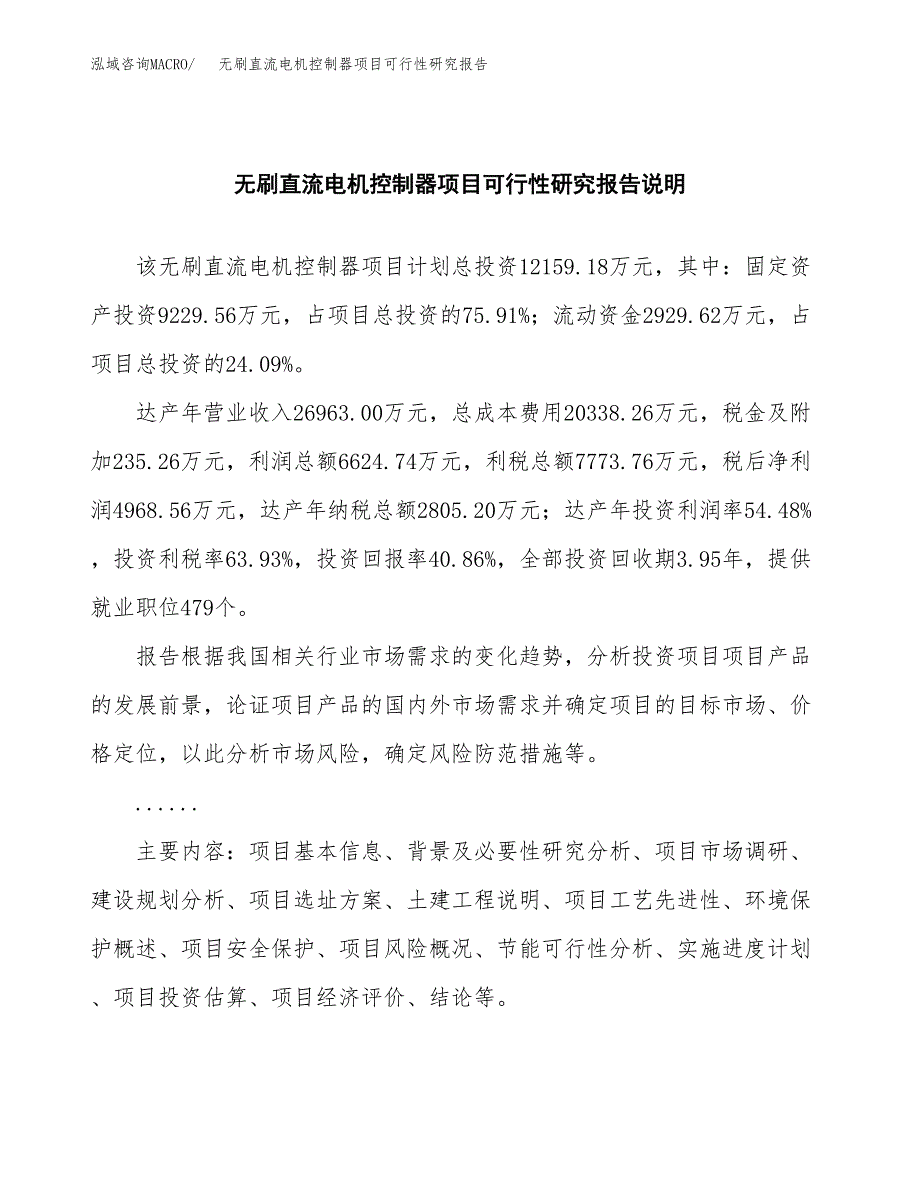 无刷直流电机控制器项目可行性研究报告(样例模板).docx_第2页