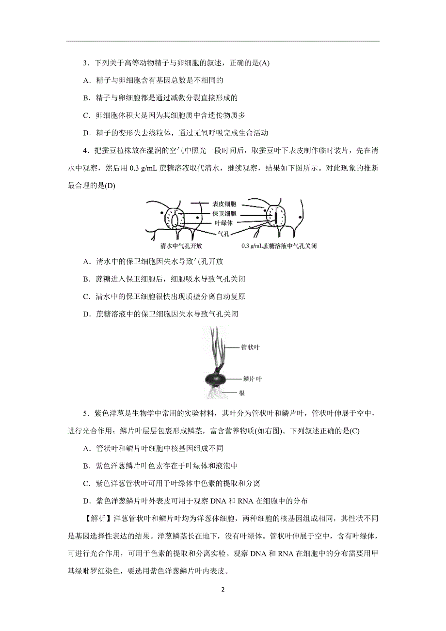 2017学年高三上学期月考（四）生物试题（附答案）.doc_第2页