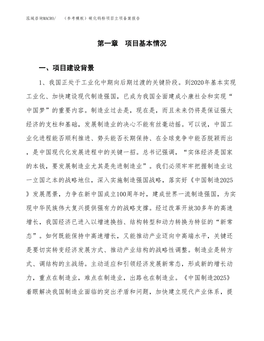 新建（参考模板）碳化钨粉项目立项备案报告.docx_第2页