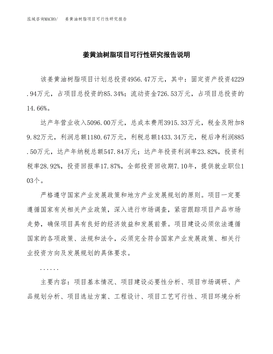 姜黄油树脂项目可行性研究报告(样例模板).docx_第2页