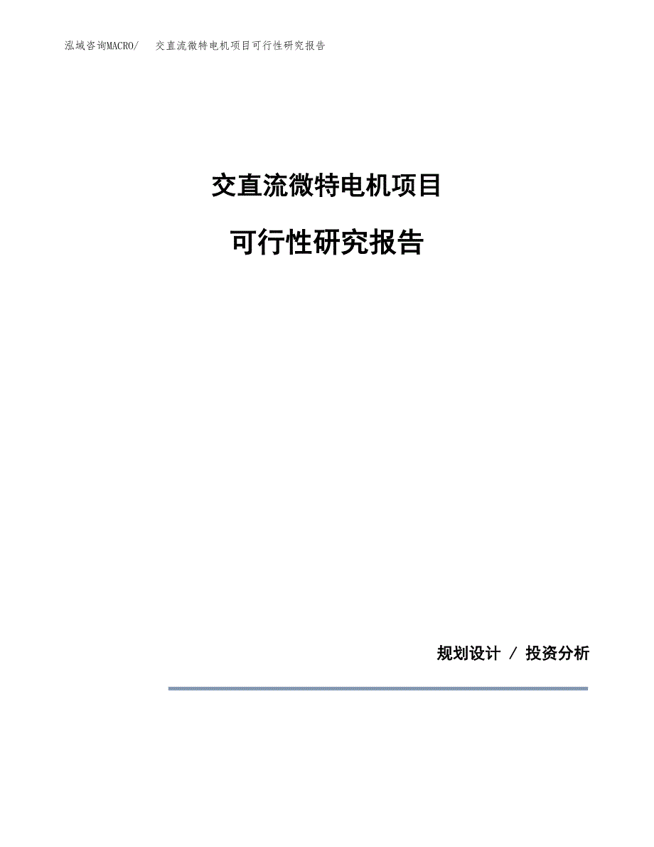 交直流微特电机项目可行性研究报告(样例模板).docx_第1页