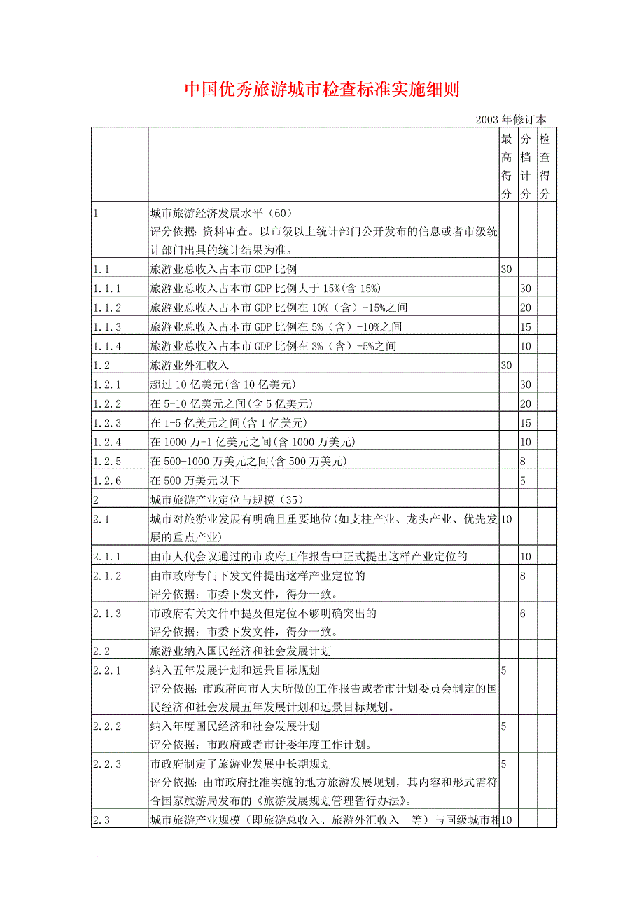 《中国优秀旅游城市检查标准》(修订本)(同名31044)_第1页