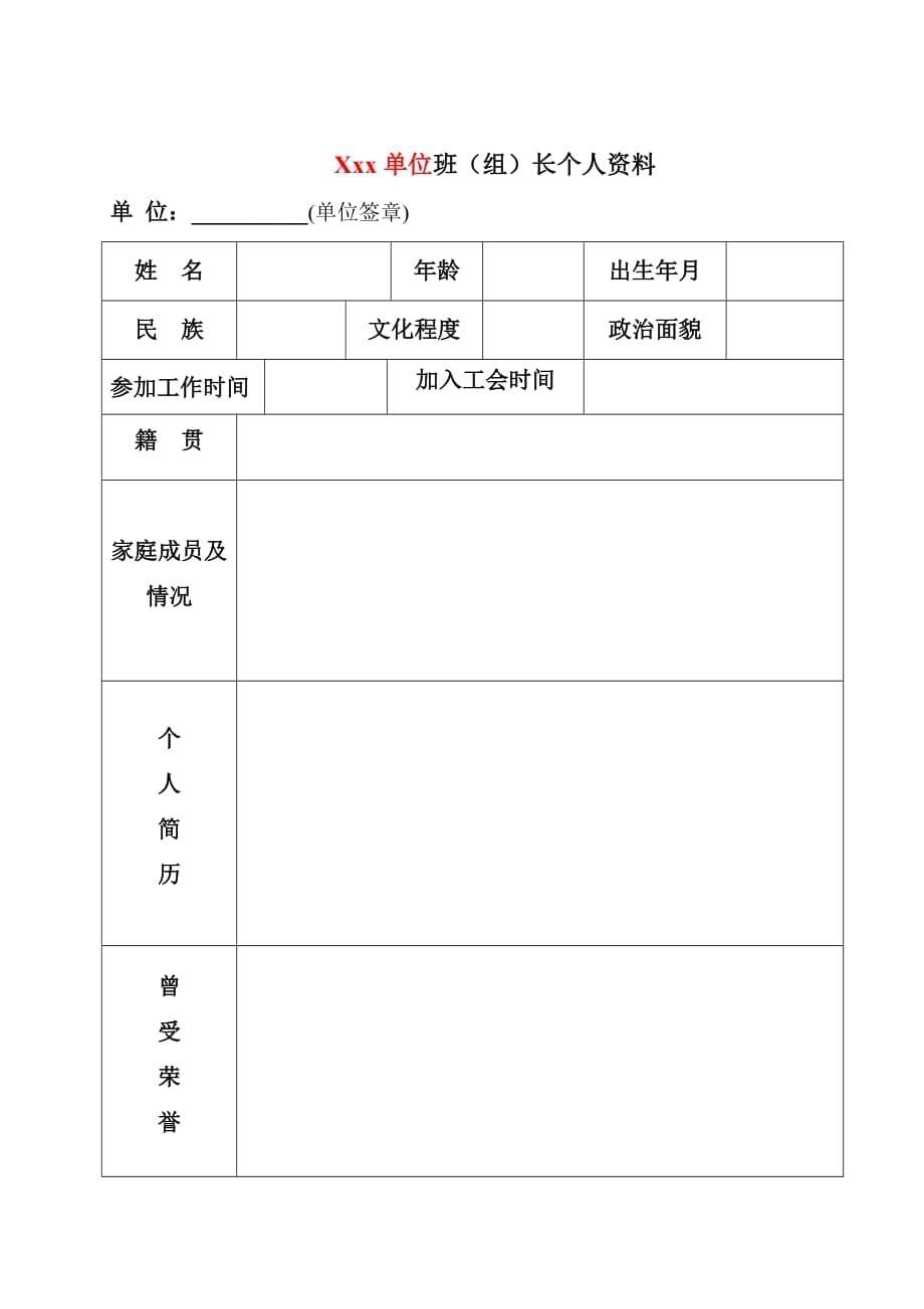 xx公司基层单位班组长选拔相关程序表格_第5页